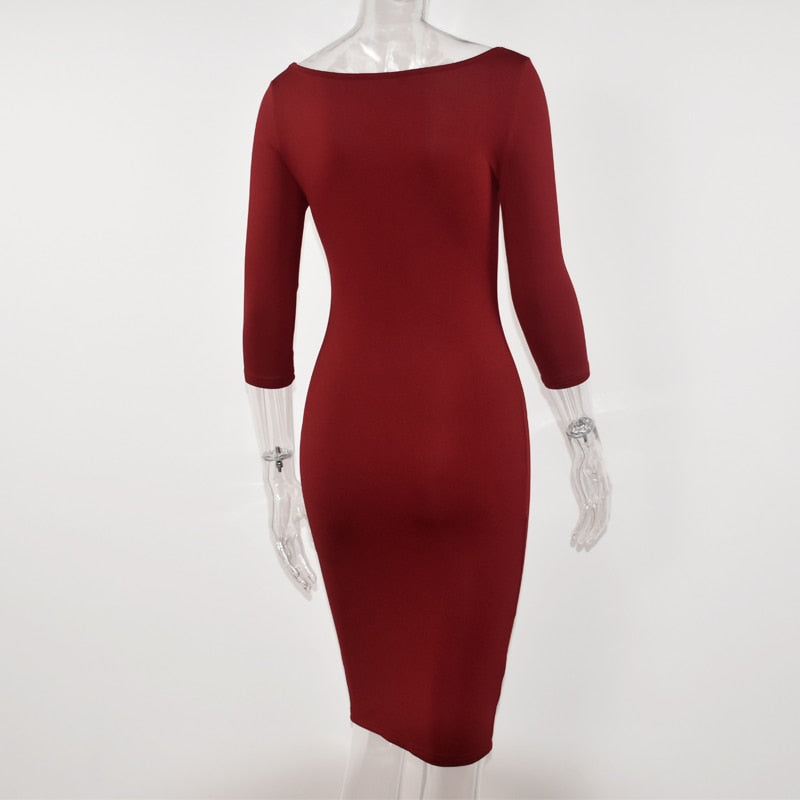 Lossky Women Sexy Club Low Cut Bodycon Dress Red Velvet Sheath 2022 Burgundy Fashion Black Pure Spring pencil dresses for office