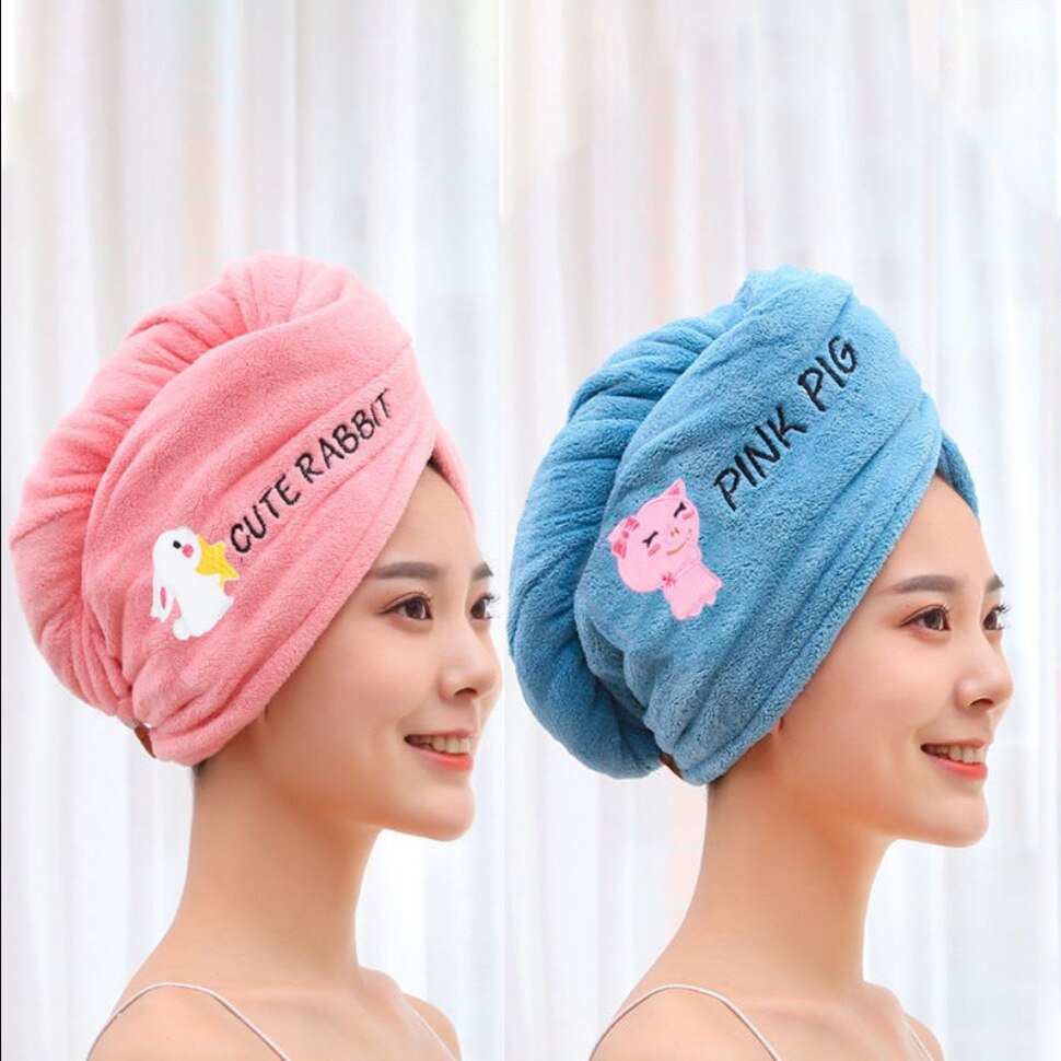 Soft Microfiber Girls Hair Towel Super Absorbent Quick Drying Magic Shower Cap for Women Bathroom Hair Turban Twist Head Wrap