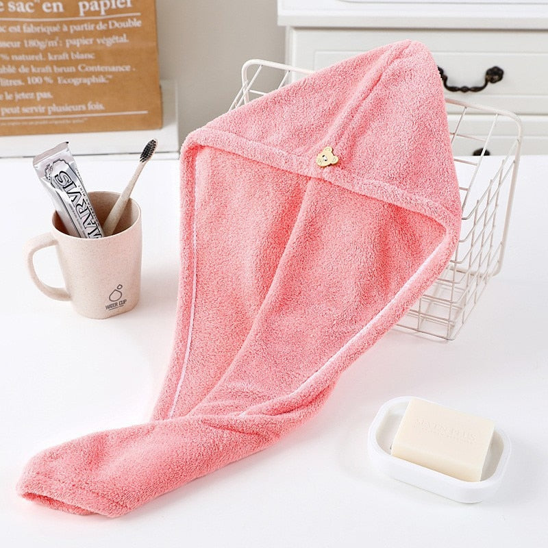 Soft Microfiber Girls Hair Towel Super Absorbent Quick Drying Magic Shower Cap for Women Bathroom Hair Turban Twist Head Wrap