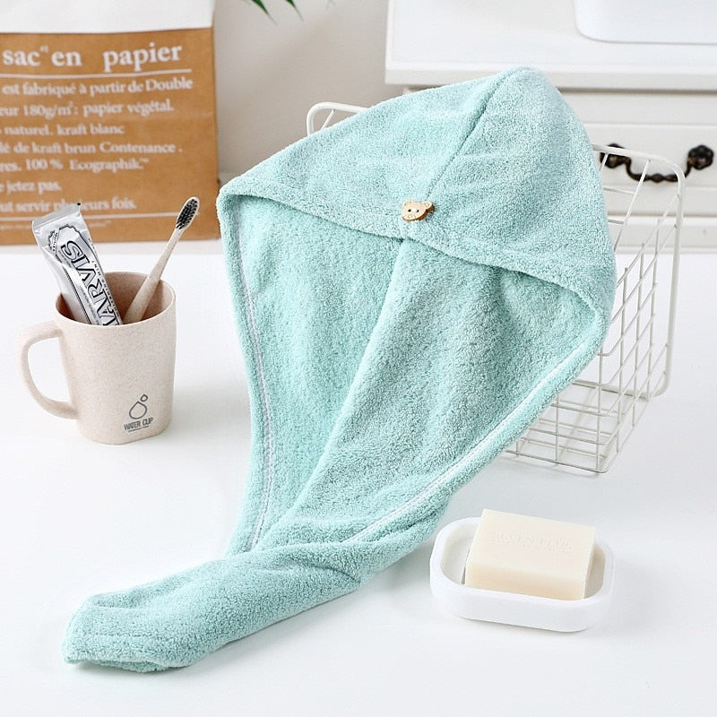 Soft Microfiber Girls Hair Towel Super Absorbent Quick Drying Magic Shower Cap for Women Bathroom Hair Turban Twist Head Wrap