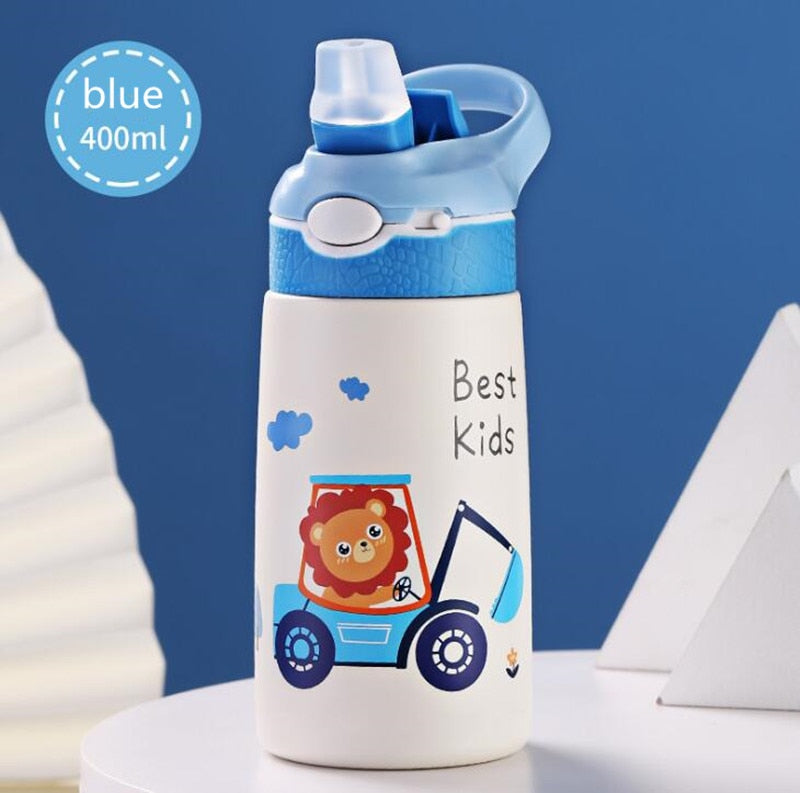 400ML Children Thermos Water Bottle Kids Thermos Mug Baby Duck Billed Straw 316 Stainless Steel Vacuum Flasks Tumbler Thermo Cup