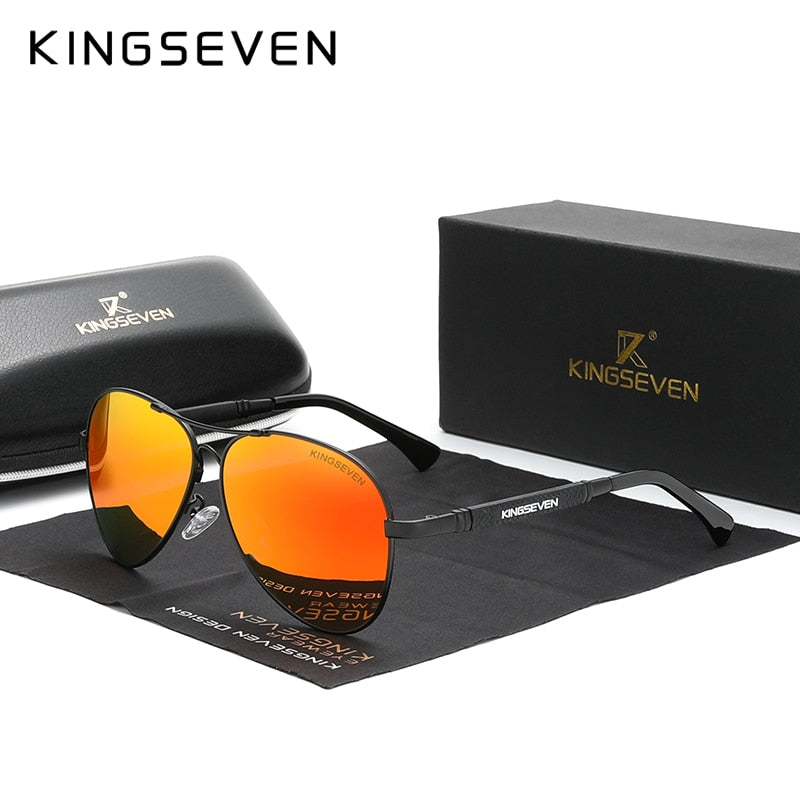 KINGSEVEN 2022 New Trend Quality Titanium Alloy Men&#39;s Sunglasses Polarized Sun glasses Women Pilot Mirror Eyewear Oculos de sol