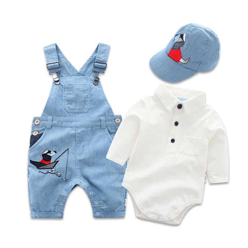 Nowborn Baby Boy Hat Romper Clothing Baby Set for Newborn Clothes Cotton Bib Jumpsuit Suit Boy Outfit