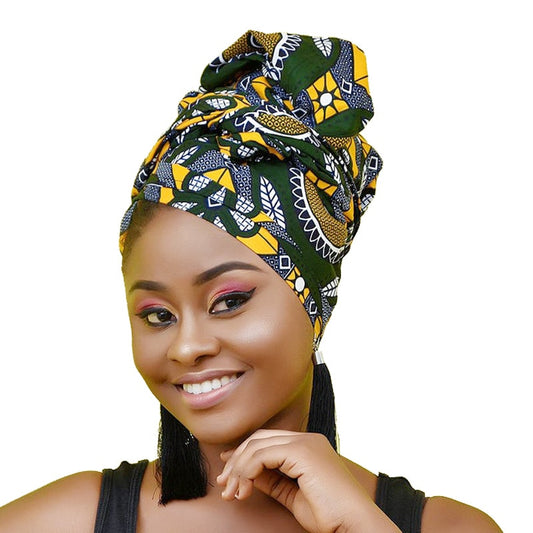 New African Print Satin Bonnet Headwrap in Women's Hair with Long Ribbon Wrap Double Layer Headwrap Ankara Hair Wrap Accessories