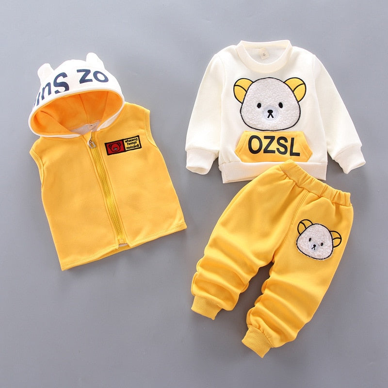 Fashion Baby Boys Clothes Autumn Winter Warm Baby Girls Clothes Kids 3pcs Outfits Suit Newborn Baby Clothes Infant Clothing Sets