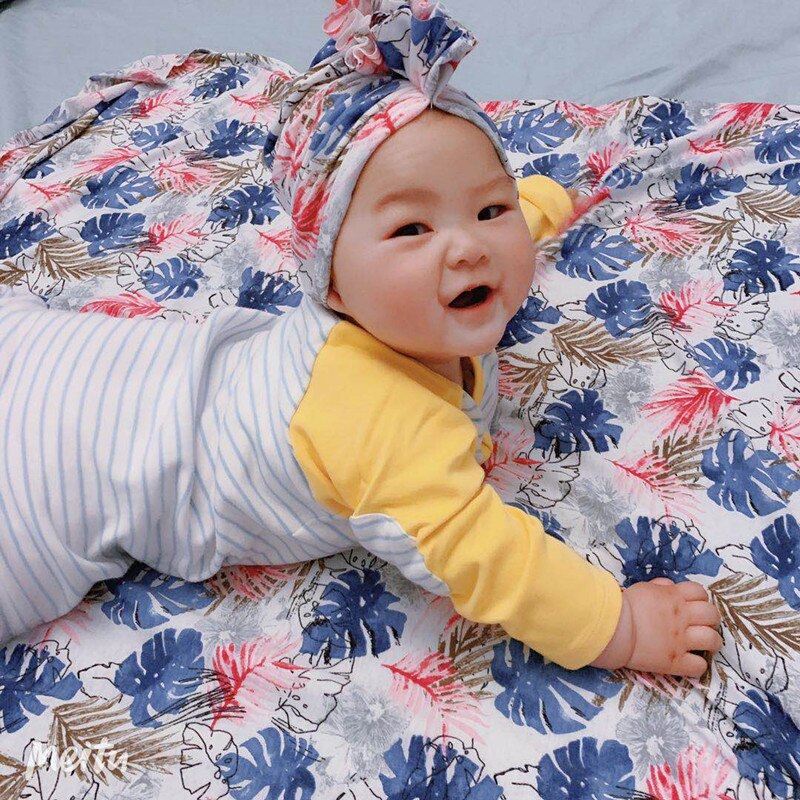 2pcs/set Baby Swaddle Wrap Baby Blankets Newborn Cotton Swaddle Wrap Headband Baby Hat Turban Beanie Newborn Photography Prop