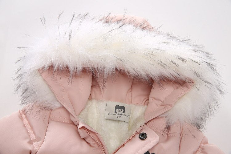 IYEAL Winter Baby Clothes With Hooded Fur Newborn Warm Fleece Bunting Infant Snowsuit Toddler Girl Boy Snow Wear Outwear Coats