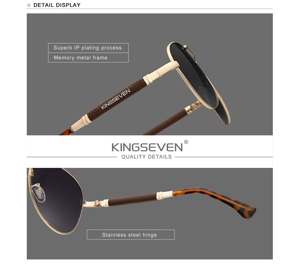 KINGSEVEN 2022 New Trend Quality Titanium Alloy Men&#39;s Sunglasses Polarized Sun glasses Women Pilot Mirror Eyewear Oculos de sol