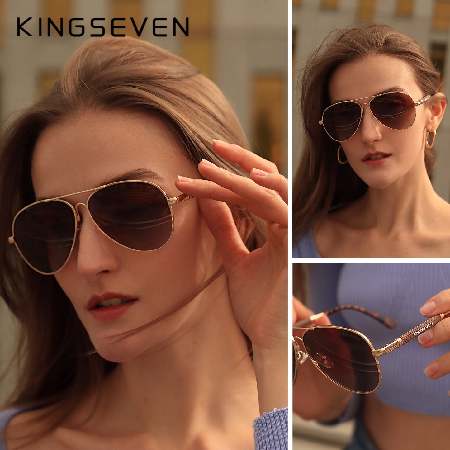 KINGSEVEN 2022 New Trend Quality Titanium Alloy Men&#39;s Sunglasses Polarized Sun glasses Women Pilot Mirror Eyewear Oculos de sol