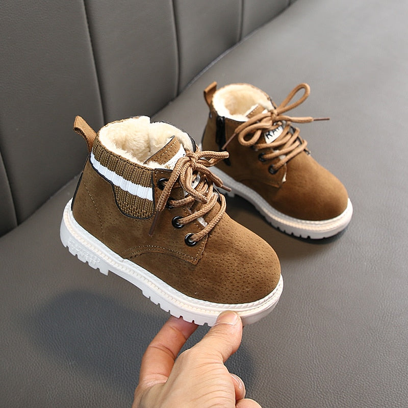 2023 New Winter Style Children's Boots Girls Boys Plush Boots Casual Warm Ankle Shoes Kids Fashion Sneakers Baby Snow Boots