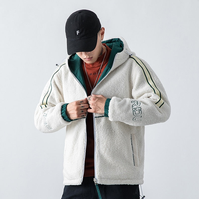 Men's Jacket Double-Sided Wear Lambswool 2020 Winter Brand