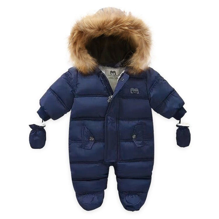 IYEAL Winter Baby Clothes With Hooded Fur Newborn Warm Fleece Bunting Infant Snowsuit Toddler Girl Boy Snow Wear Outwear Coats