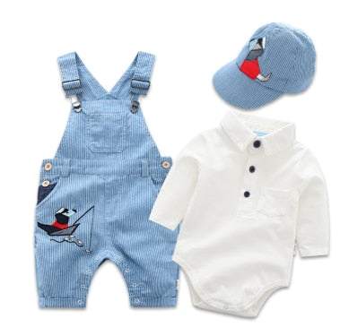 Nowborn Baby Boy Hat Romper Clothing Baby Set for Newborn Clothes Cotton Bib Jumpsuit Suit Boy Outfit