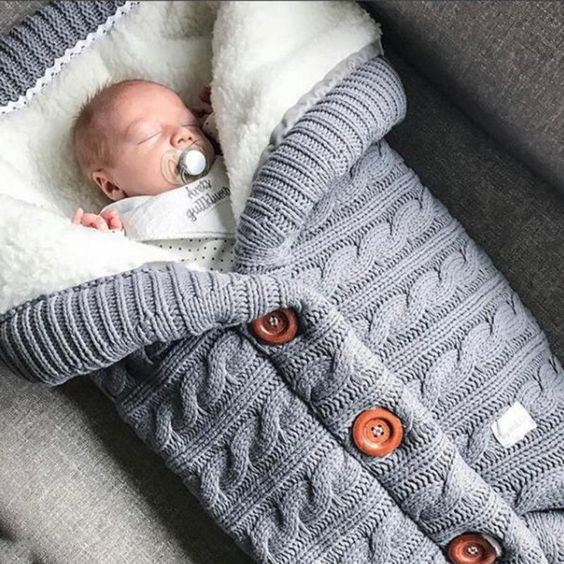 Newborn Baby Winter Warm Sleeping Bags Infant Button Knit Swaddle Wrap Swaddling Stroller Wrap Toddler Blanket Sleeping Bags