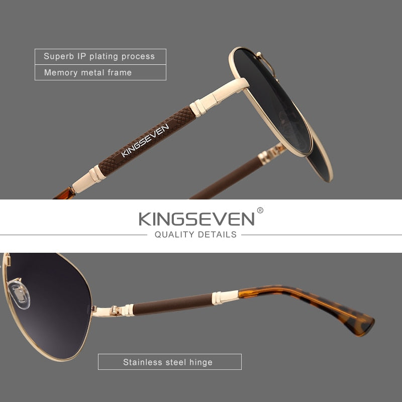 KINGSEVEN 2022 New Trend Quality Titanium Alloy Men&#39;s Sunglasses Polarized Sun glasses Women Pilot Mirror Eyewear Oculos de sol