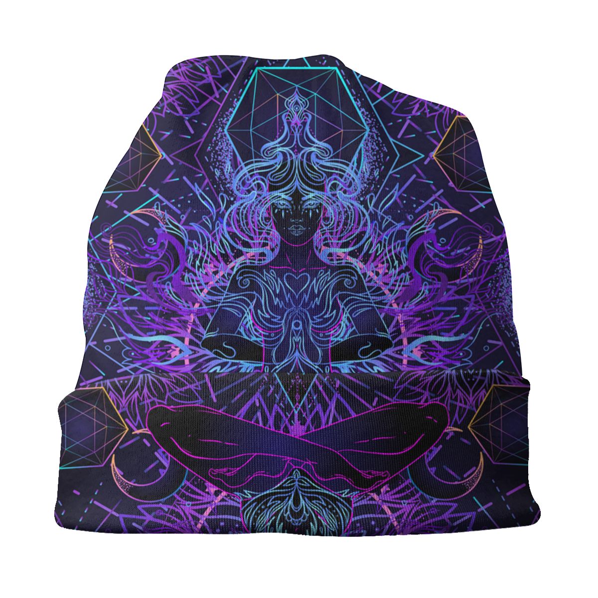 India Mandala Zen Buddha Bonnet Hat Mandala Psychedelic Knit Hat Goth Autumn Winter Skullies Beanies Hats Unisex Adult Warm Caps