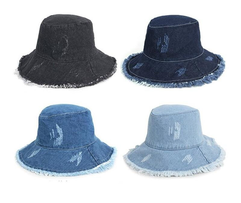 2019 Solid Denim Retro Bucket Hat Fisherman Hat Outdoor Travel Hat Sun Cap Hats for Girl and Women 275