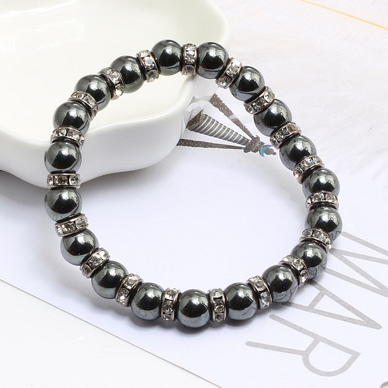 Natural Stone Men's Bracelets Charm Women Lucky Hematite Crystal Beads Bracelets Couple Distance Bangles Elastic Energy Jewelry