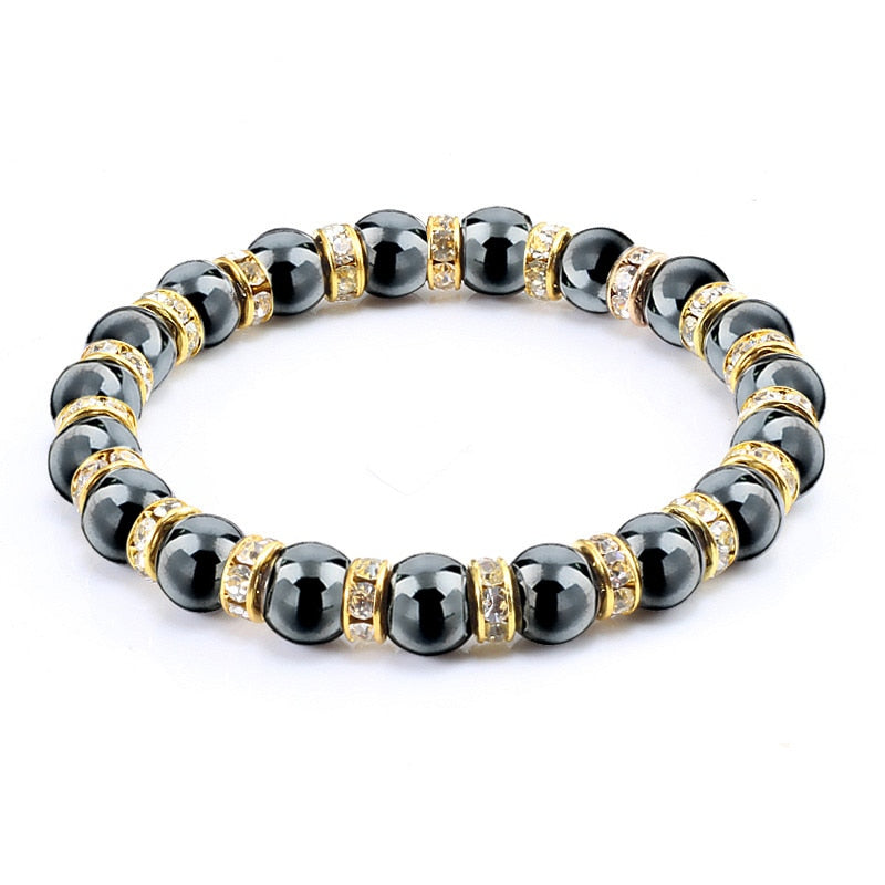 Natural Stone Men's Bracelets Charm Women Lucky Hematite Crystal Beads Bracelets Couple Distance Bangles Elastic Energy Jewelry