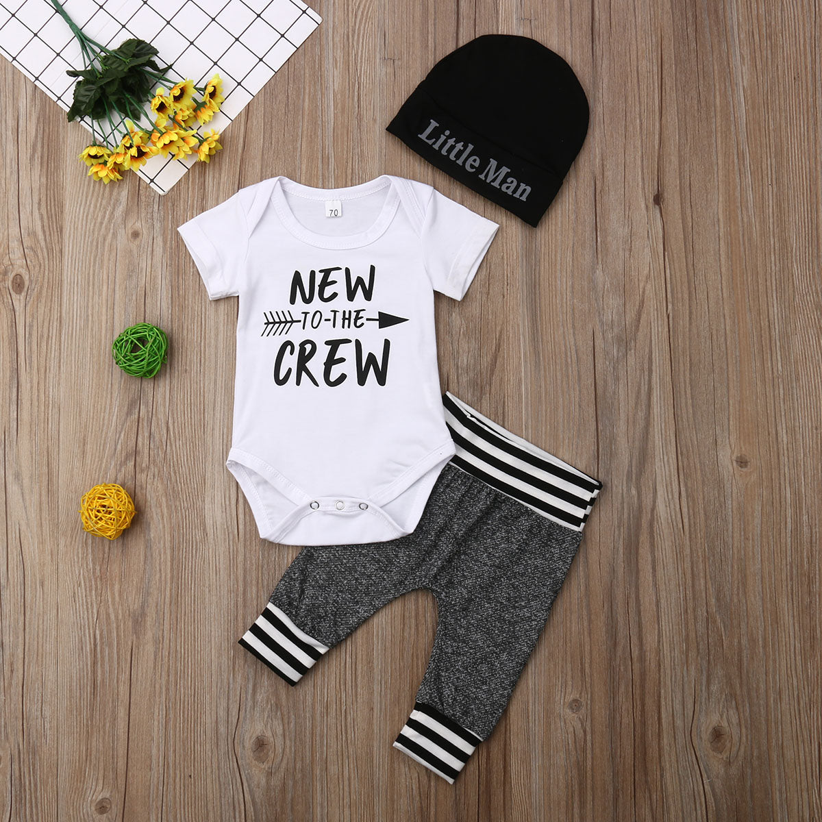 Citgeett Summer Autumn New Infant Newborn Baby Boy Romper+Pants Outfit Clothes Gray Casual Set Playsuit 0-18Months