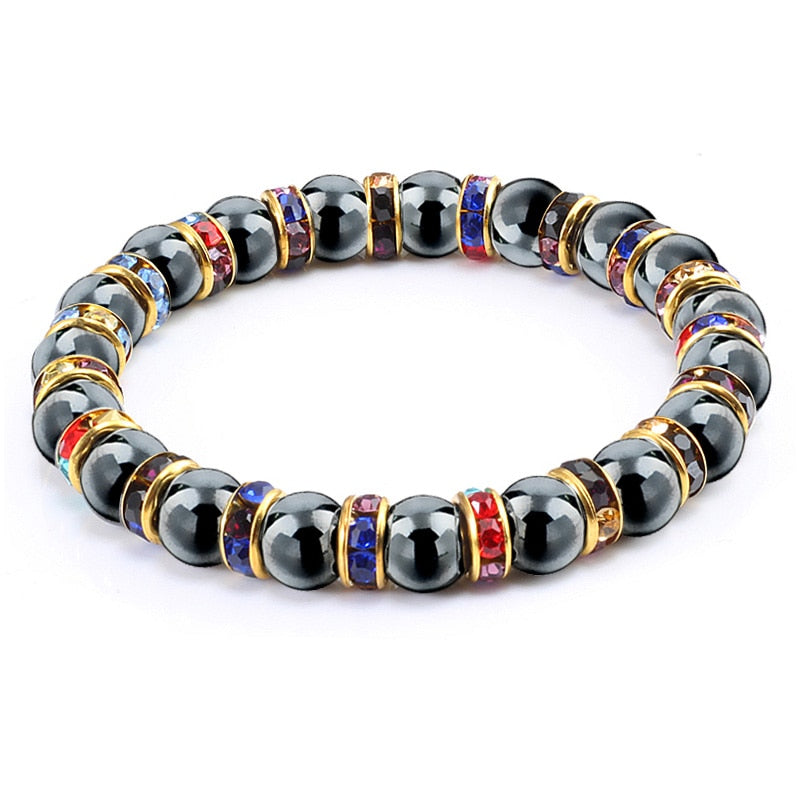 Natural Stone Men's Bracelets Charm Women Lucky Hematite Crystal Beads Bracelets Couple Distance Bangles Elastic Energy Jewelry