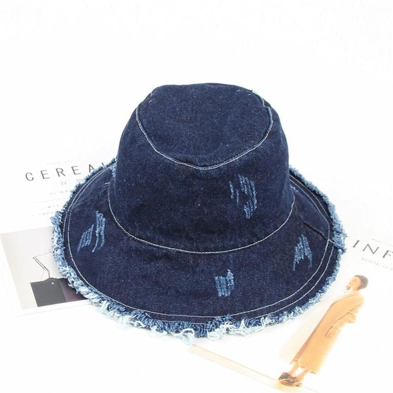 2019 Solid Denim Retro Bucket Hat Fisherman Hat Outdoor Travel Hat Sun Cap Hats for Girl and Women 275