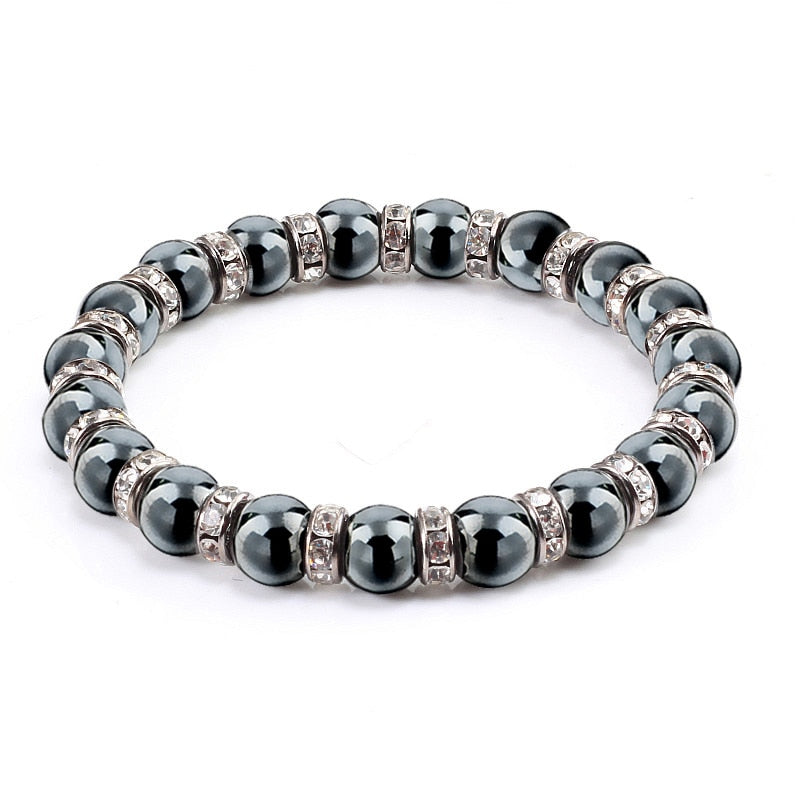 Natural Stone Men's Bracelets Charm Women Lucky Hematite Crystal Beads Bracelets Couple Distance Bangles Elastic Energy Jewelry