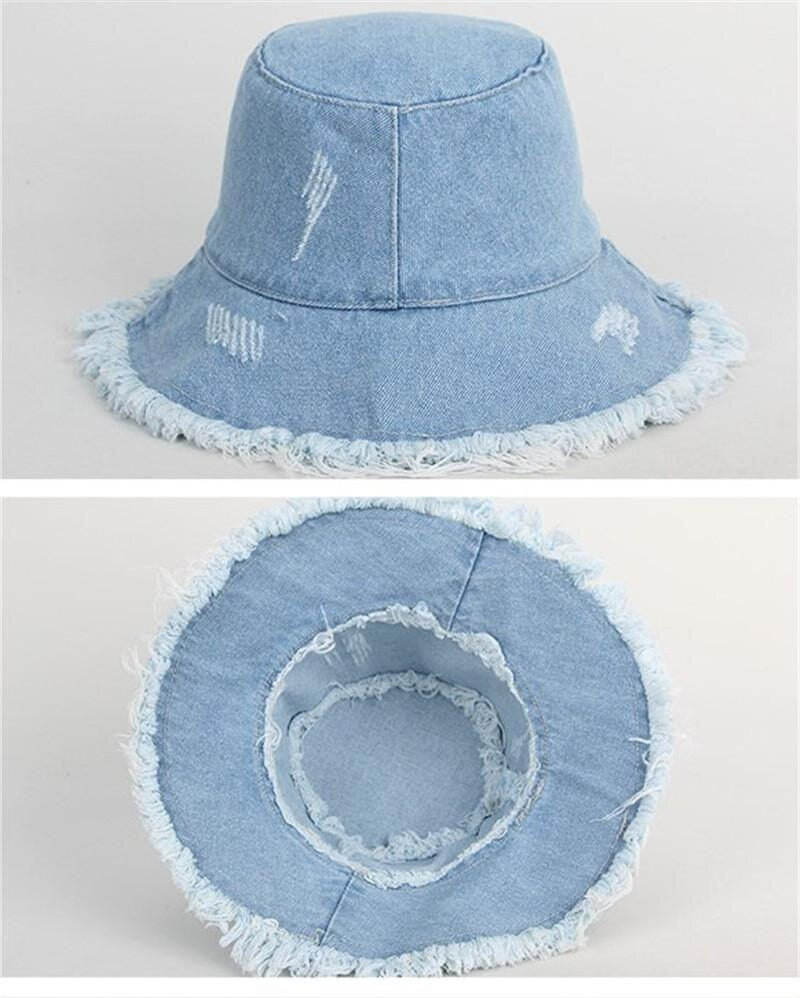 2019 Solid Denim Retro Bucket Hat Fisherman Hat Outdoor Travel Hat Sun Cap Hats for Girl and Women 275