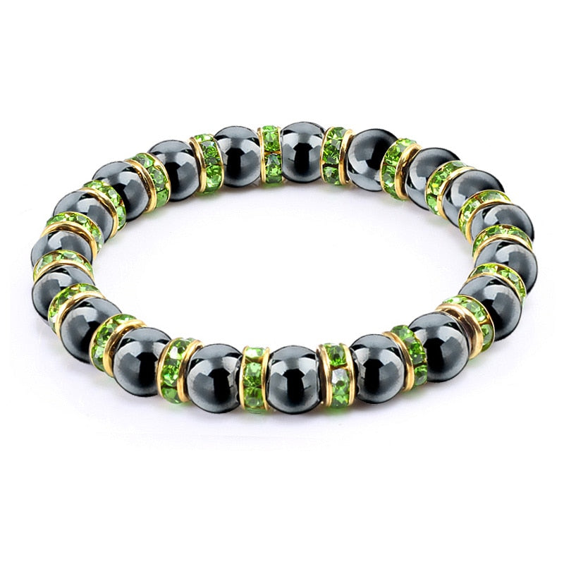 Natural Stone Men's Bracelets Charm Women Lucky Hematite Crystal Beads Bracelets Couple Distance Bangles Elastic Energy Jewelry