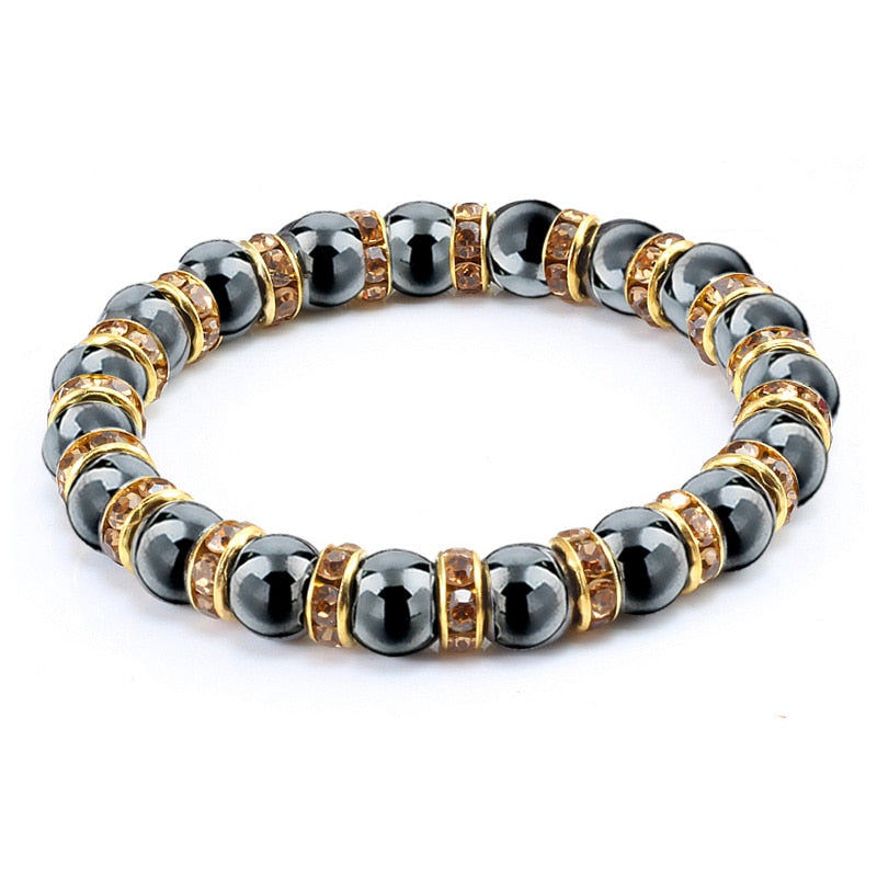 Natural Stone Men's Bracelets Charm Women Lucky Hematite Crystal Beads Bracelets Couple Distance Bangles Elastic Energy Jewelry