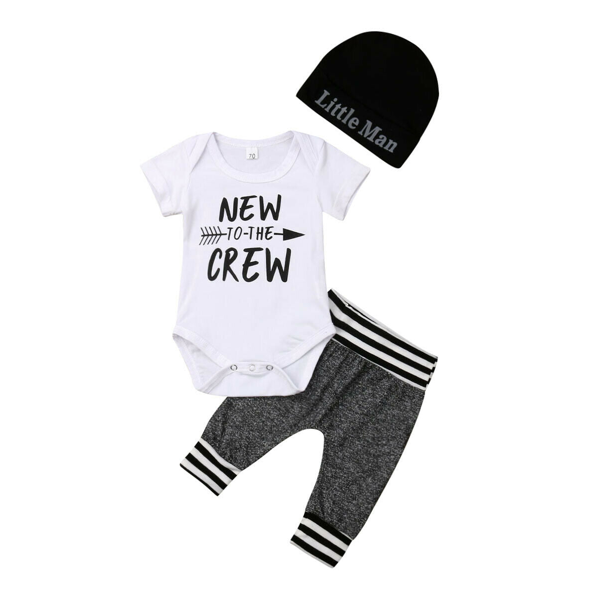 Citgeett Summer Autumn New Infant Newborn Baby Boy Romper+Pants Outfit Clothes Gray Casual Set Playsuit 0-18Months