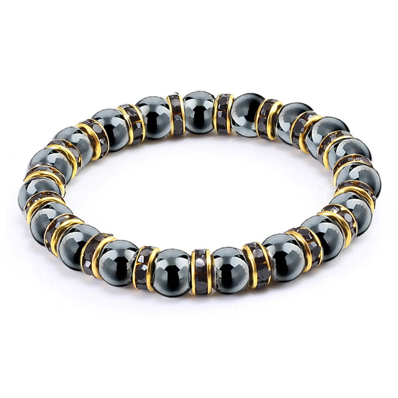 Natural Stone Men's Bracelets Charm Women Lucky Hematite Crystal Beads Bracelets Couple Distance Bangles Elastic Energy Jewelry