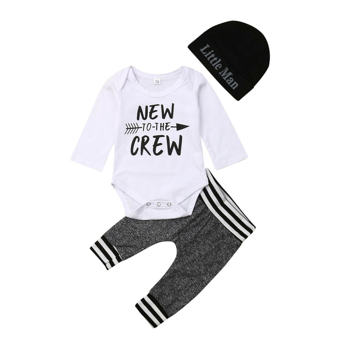 Citgeett Summer Autumn New Infant Newborn Baby Boy Romper+Pants Outfit Clothes Gray Casual Set Playsuit 0-18Months