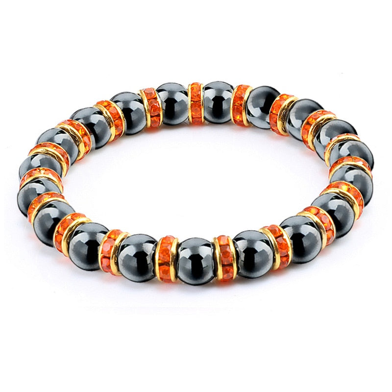 Natural Stone Men's Bracelets Charm Women Lucky Hematite Crystal Beads Bracelets Couple Distance Bangles Elastic Energy Jewelry