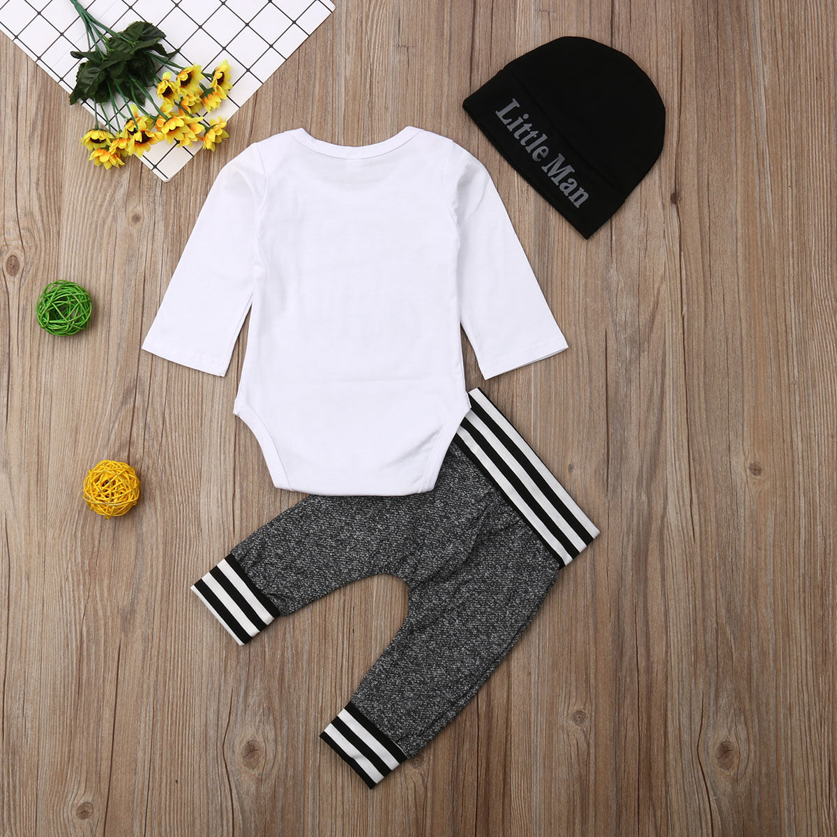 Citgeett Summer Autumn New Infant Newborn Baby Boy Romper+Pants Outfit Clothes Gray Casual Set Playsuit 0-18Months