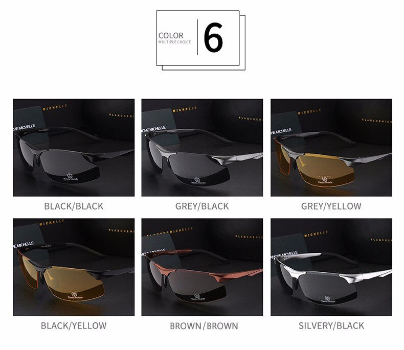 2022 Aluminum Magnesium Men Sunglasses Polarized Sports Driving Night Vision Goggles Sunglass Fishing UV400 Rimless Sun Glasses