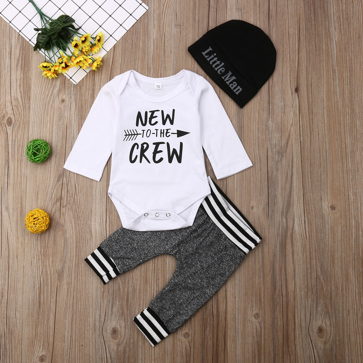 Citgeett Summer Autumn New Infant Newborn Baby Boy Romper+Pants Outfit Clothes Gray Casual Set Playsuit 0-18Months