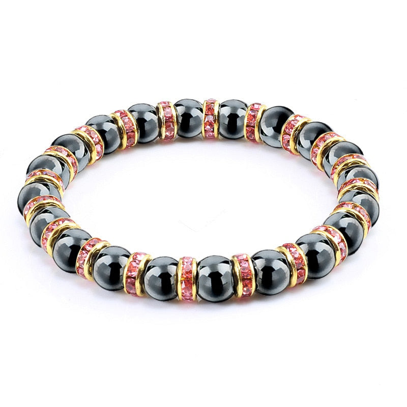 Natural Stone Men's Bracelets Charm Women Lucky Hematite Crystal Beads Bracelets Couple Distance Bangles Elastic Energy Jewelry