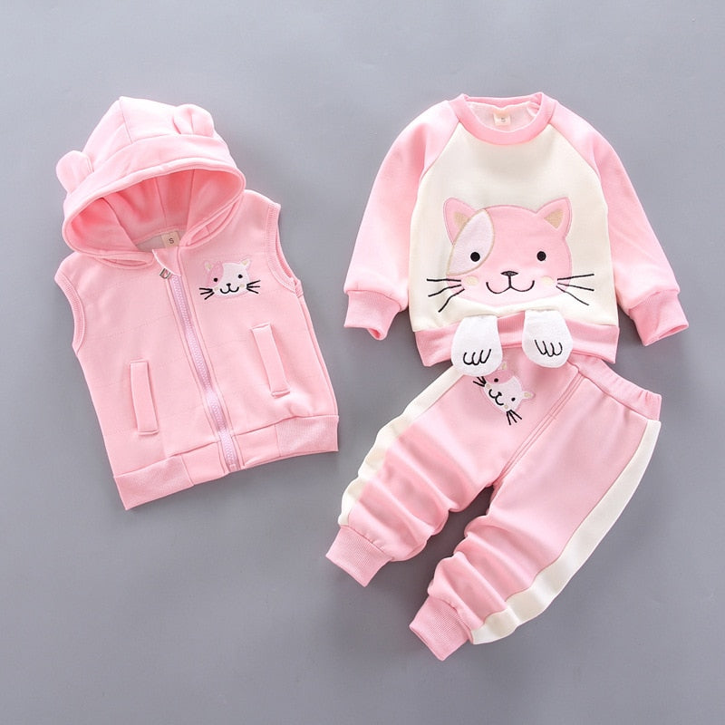 Fashion Baby Boys Clothes Autumn Winter Warm Baby Girls Clothes Kids 3pcs Outfits Suit Newborn Baby Clothes Infant Clothing Sets