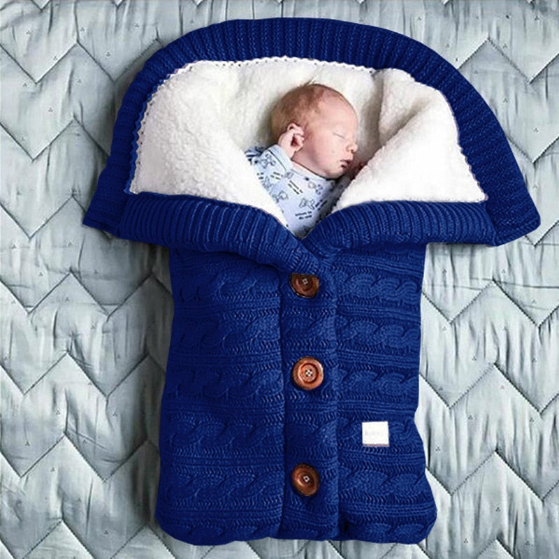 Newborn Baby Winter Warm Sleeping Bags Infant Button Knit Swaddle Wrap Swaddling Stroller Wrap Toddler Blanket Sleeping Bags