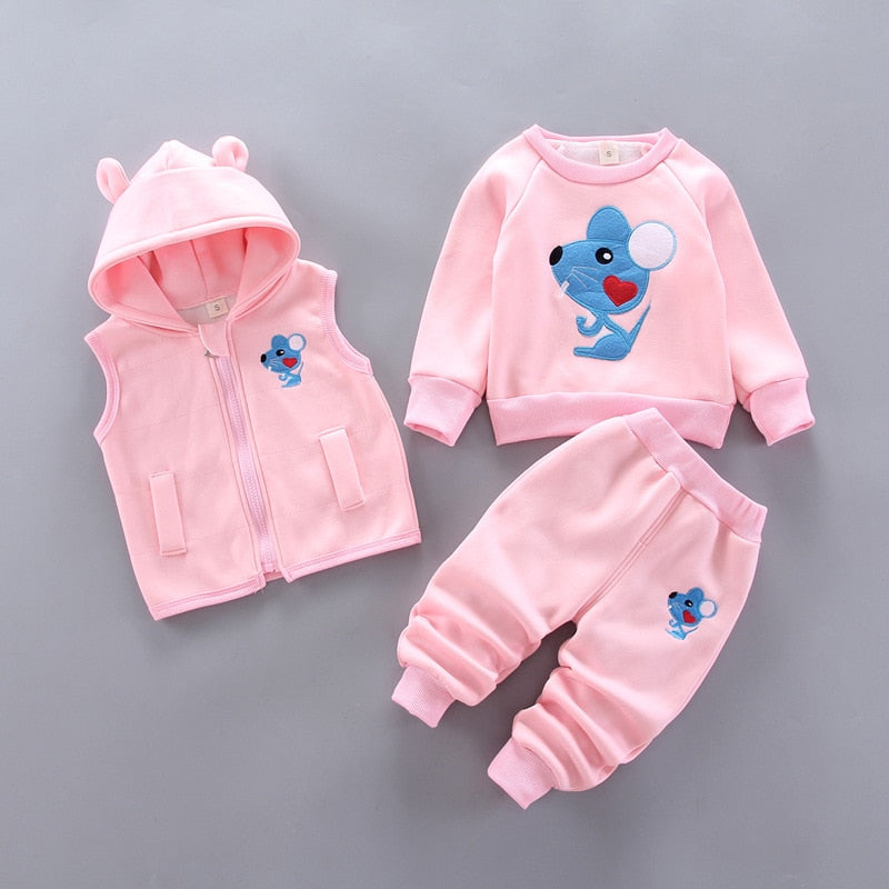 Fashion Baby Boys Clothes Autumn Winter Warm Baby Girls Clothes Kids 3pcs Outfits Suit Newborn Baby Clothes Infant Clothing Sets