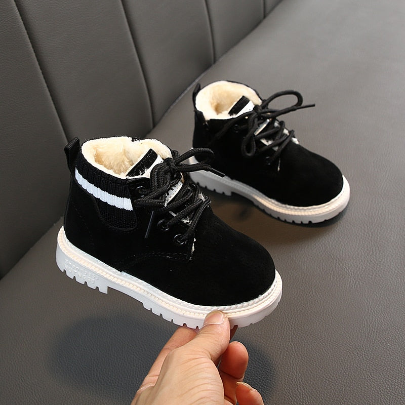 2023 New Winter Style Children's Boots Girls Boys Plush Boots Casual Warm Ankle Shoes Kids Fashion Sneakers Baby Snow Boots