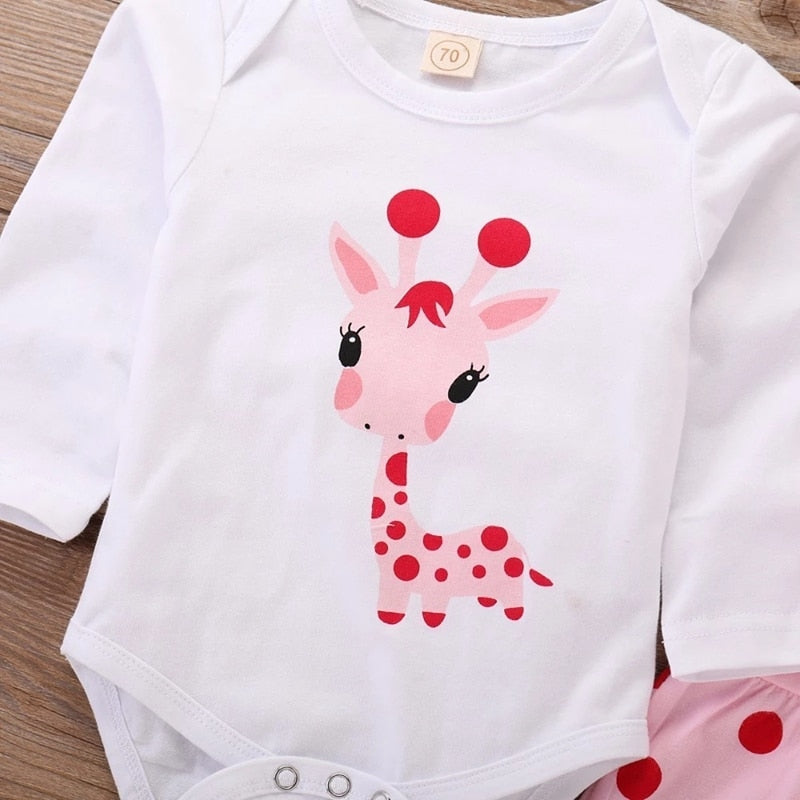 Spring Fall Cotton Newborn Baby Girl Clothes 0-3 Months Polka Dot Unisex Infant Clothes Set Boy 3-piece Clothing With Hat