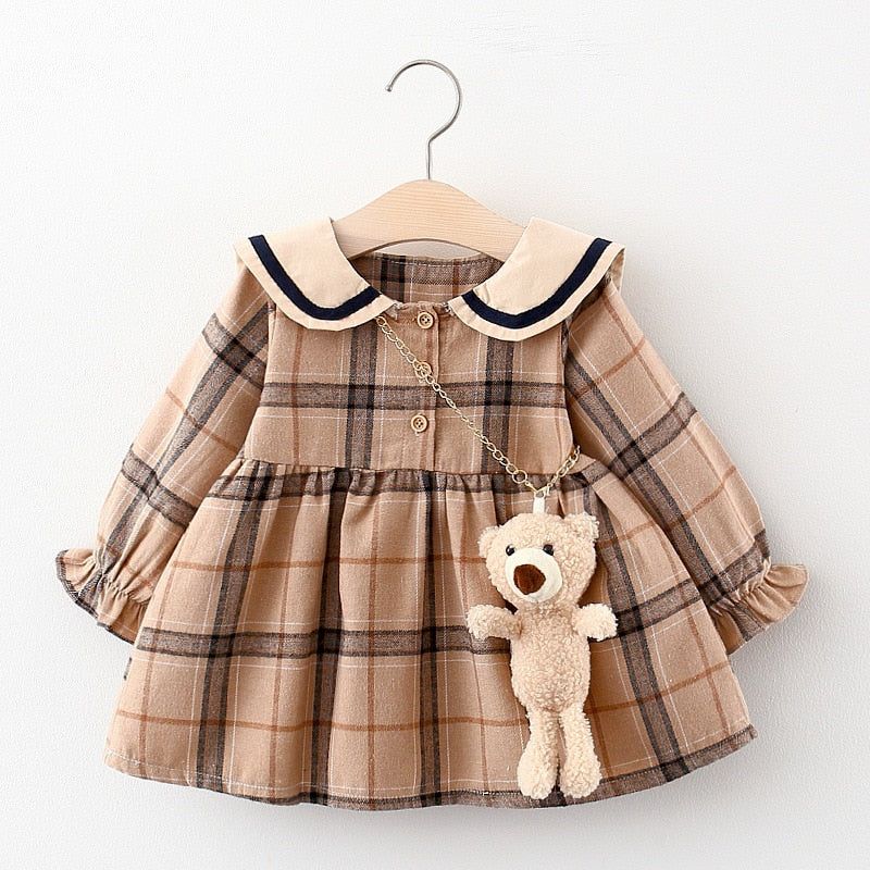 2022 Fall Newborn Baby Girl Dress Clothes Toddler Girls Princess Plaid Birthday Dresses For Infant Baby Clothing 0-2y Vestidos