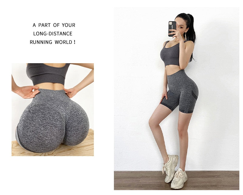 Women Seamless Sporty Shorts High Waist Booty Shorts Push Up Casual Women Fitness Workout Slim Shorts Femme