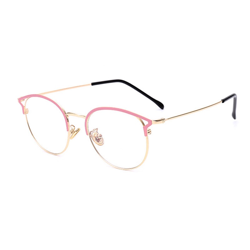 SHAUNA Fashion Anti-Blue Light Metal Cat Eye Glasses Frame Fashion Cat Ear Optical Frames Women