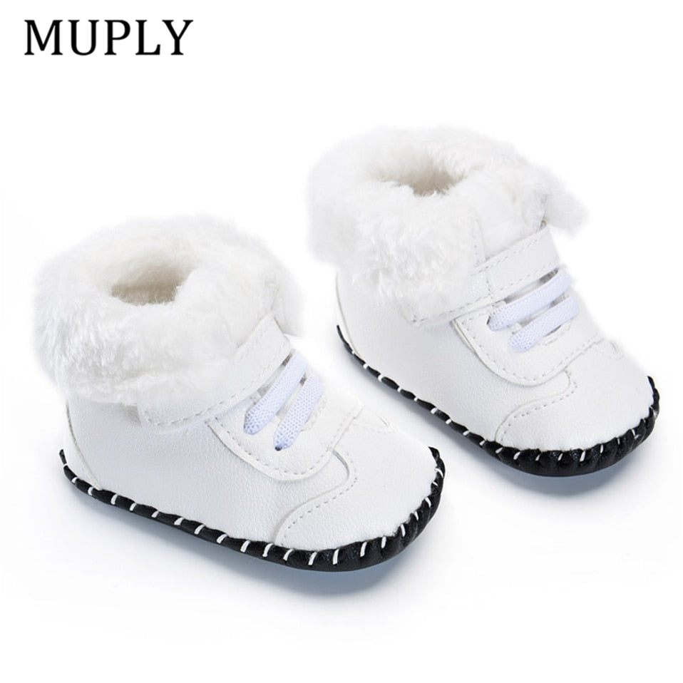 2019 New Cute Newborn Baby Girls Boys Snow Boots Winter Leather Boots Infant Soft Bottom Shoes Baby PU Furry Warm Boots 0-18M