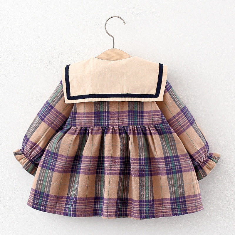 2022 Fall Newborn Baby Girl Dress Clothes Toddler Girls Princess Plaid Birthday Dresses For Infant Baby Clothing 0-2y Vestidos