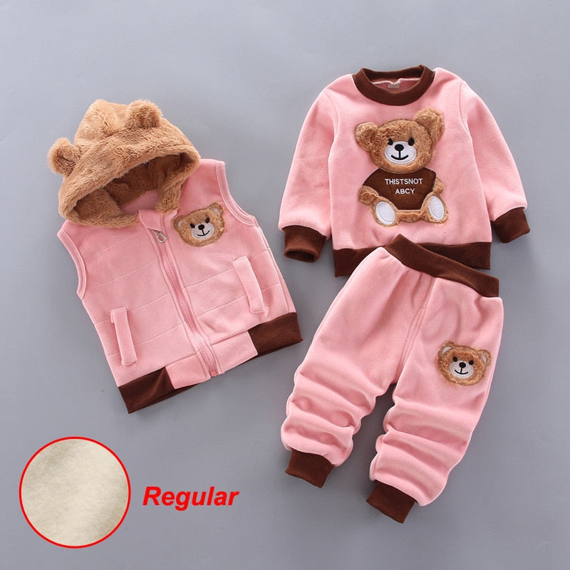 Fashion Baby Boys Clothes Autumn Winter Warm Baby Girls Clothes Kids 3pcs Outfits Suit Newborn Baby Clothes Infant Clothing Sets