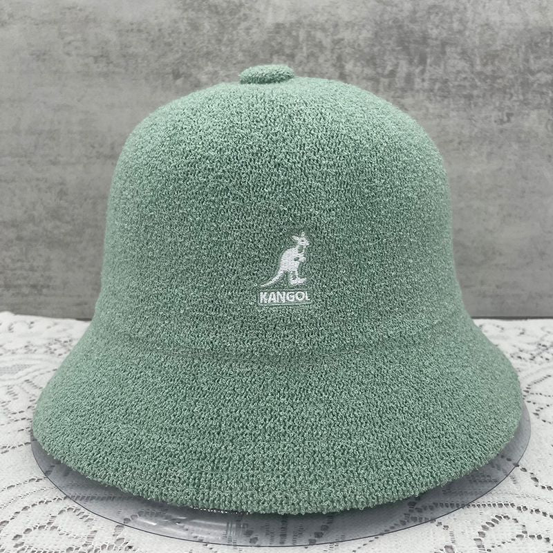 Kangol Kangaroo Embroidery Fisherman Hat for Women Spring Autumn Towel Material Basin Hat Comfortable Foldable Men's Bucket Hat